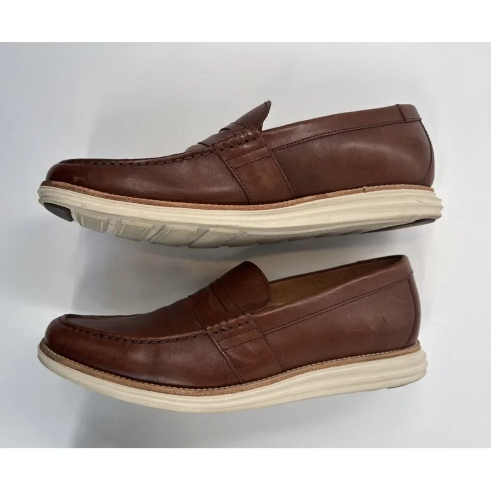 Cole Haan Penny Loafers Mens 13 Brown Leather Boat Shoes Slip On Grand in Box